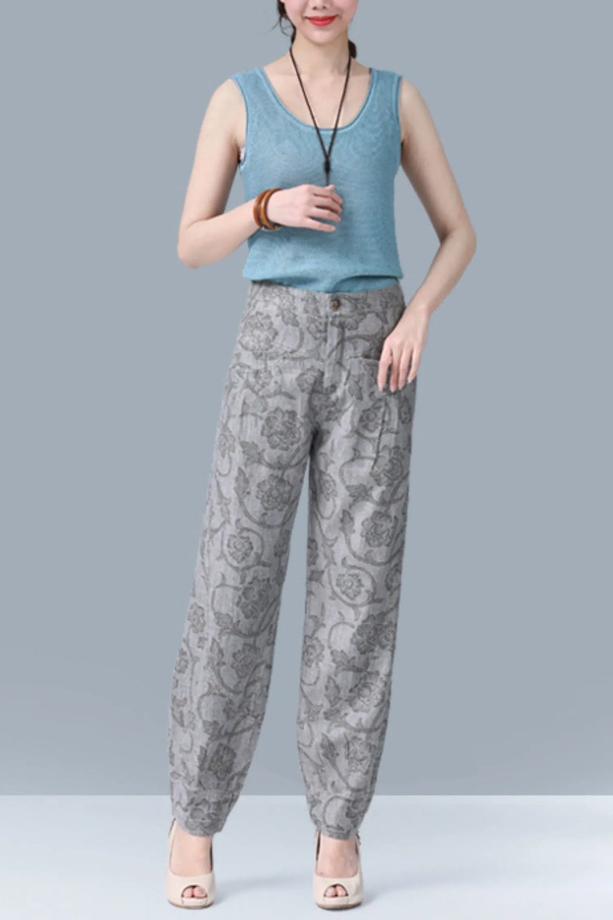 Loose fitting lantern linen pants 6231