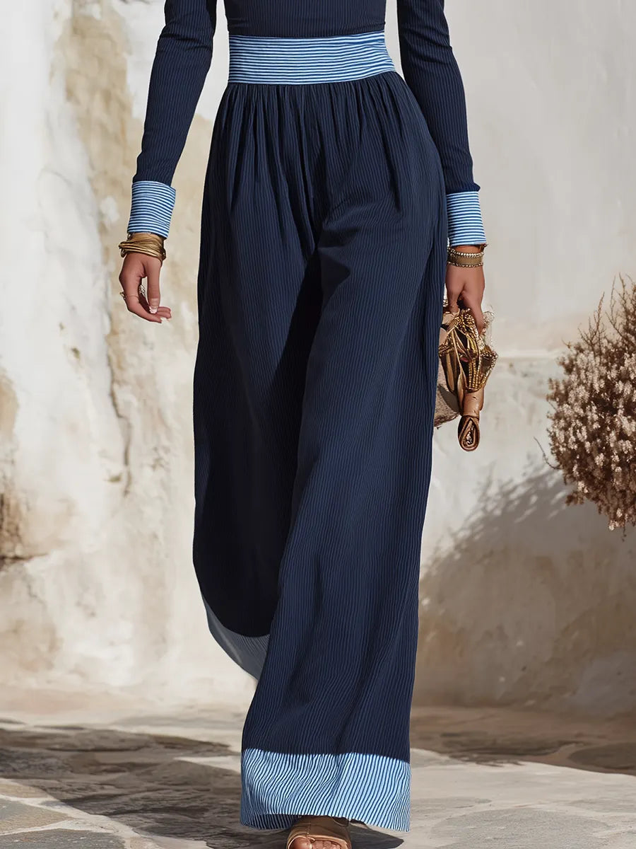 Vacation-style Square-neck Long-sleeve Jumpsuit