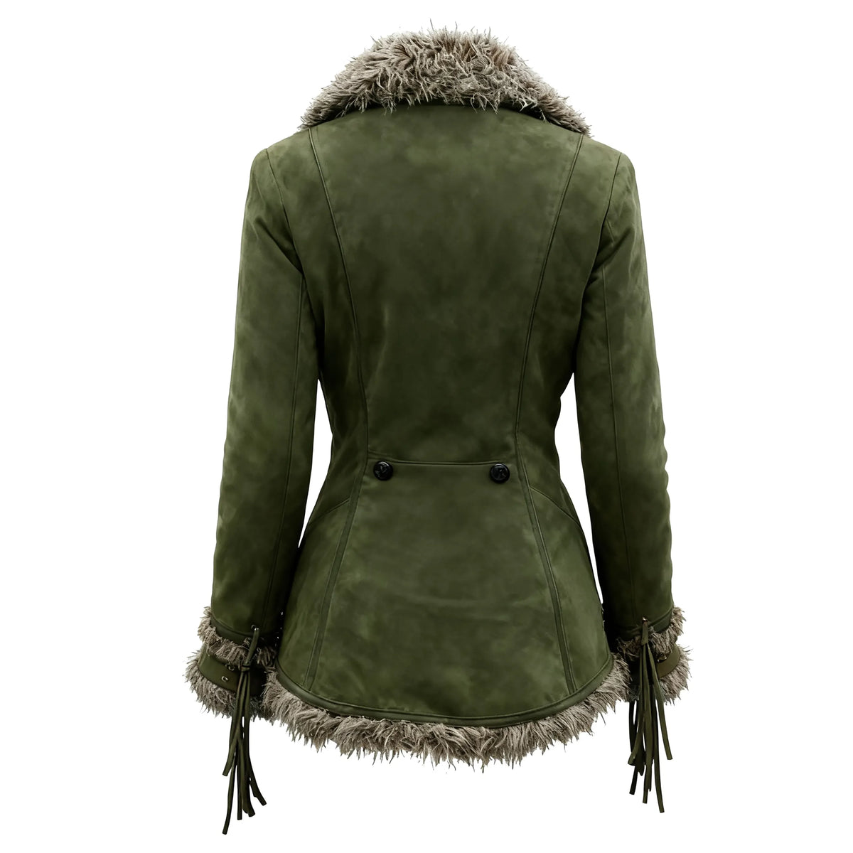 Women's Vintage Suede Coat Fur Collar Lapel Coat Beggar Style Coat
