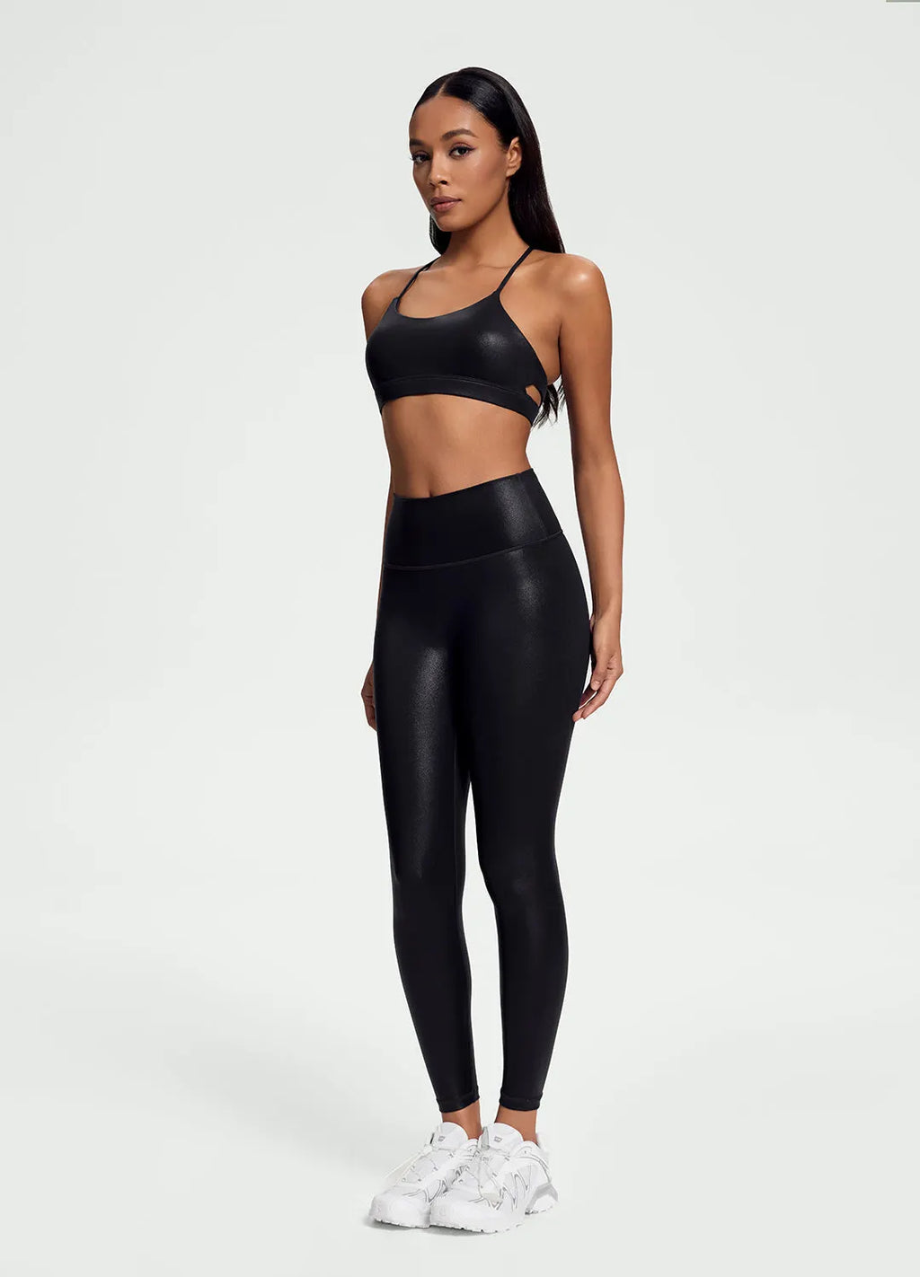 Sleek Faux Leather 7/8-Length Leggings