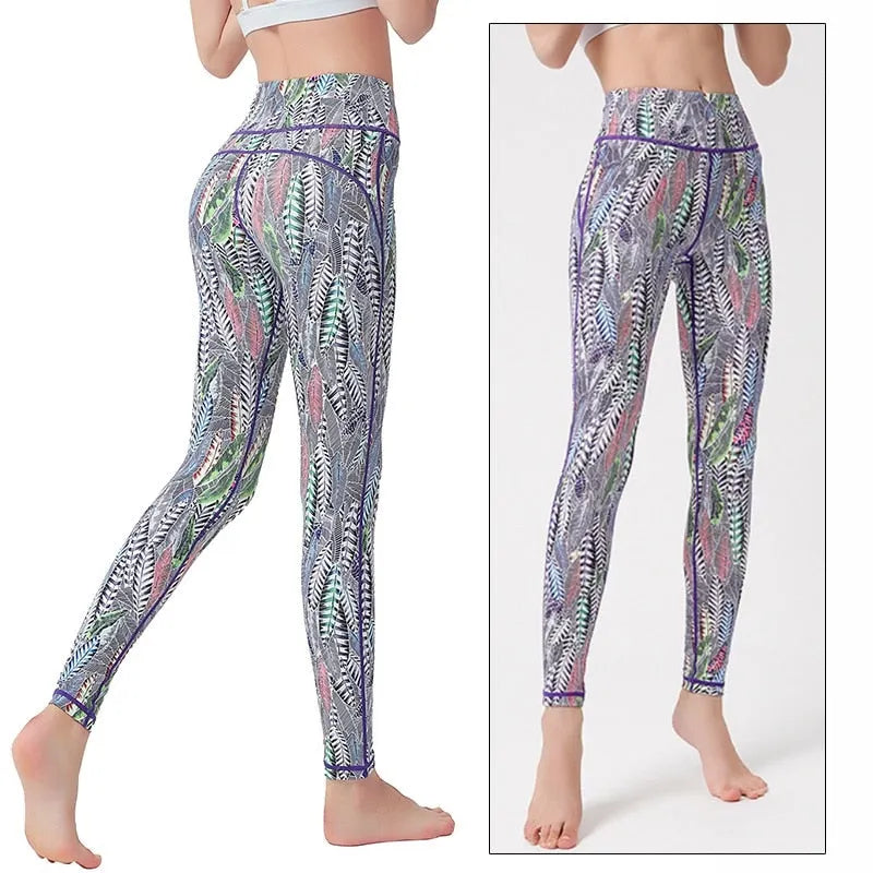 KittenAlarm - Mojoyce Cloud Hide Yoga Pants Sports Leggings Women High Waist Trainer Long Tights Flower Push Up Running 