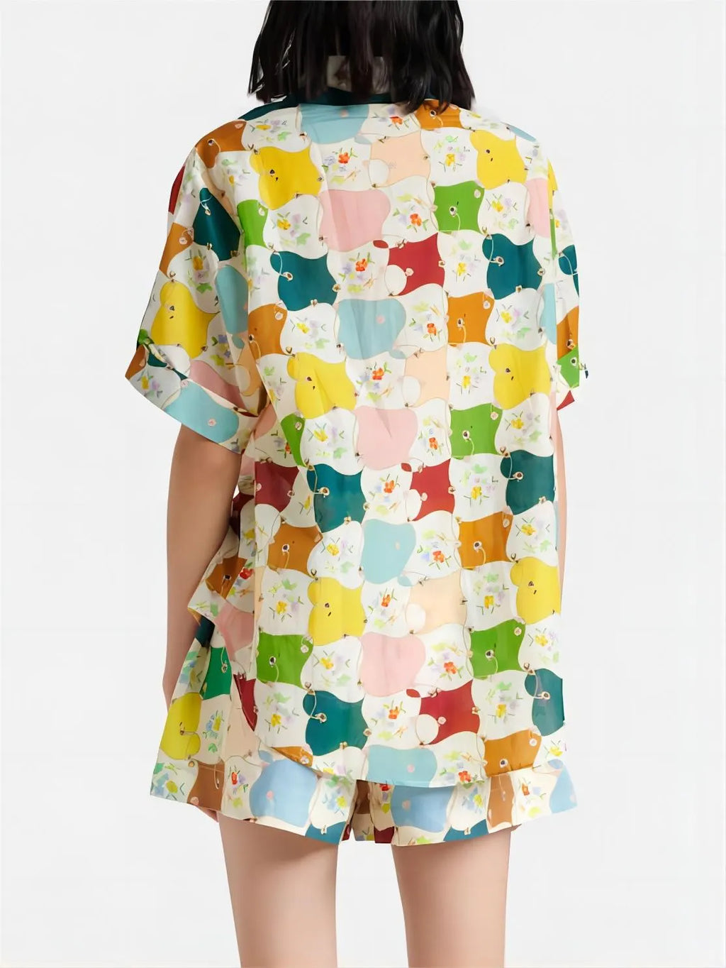 Fashionable Graffiti Print Shirt Shorts Set