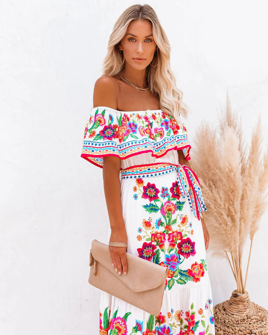 Mamanuca Floral Off The Shoulder Maxi Dress