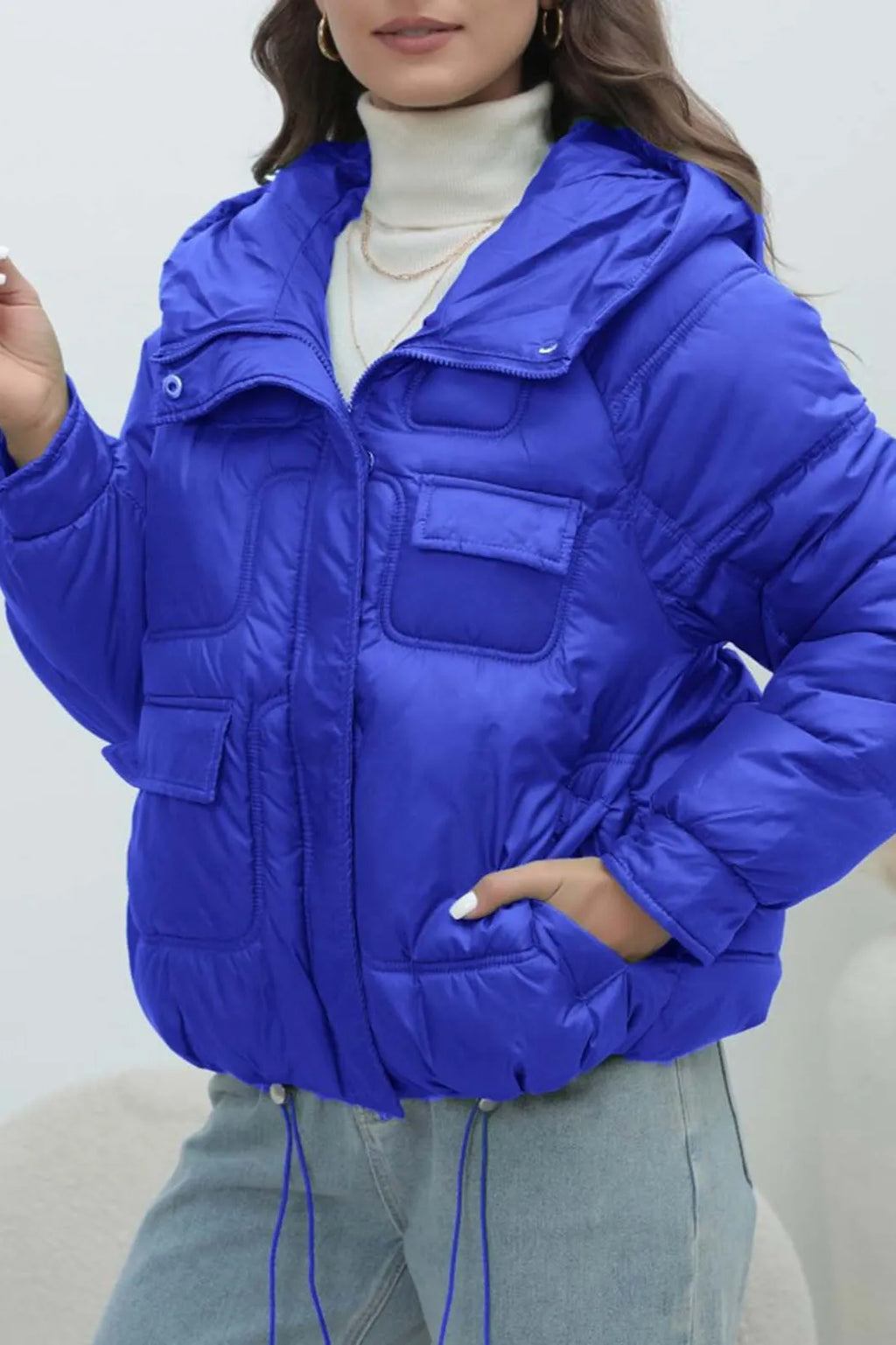 Bright Color Stand Collar Puffer Coat