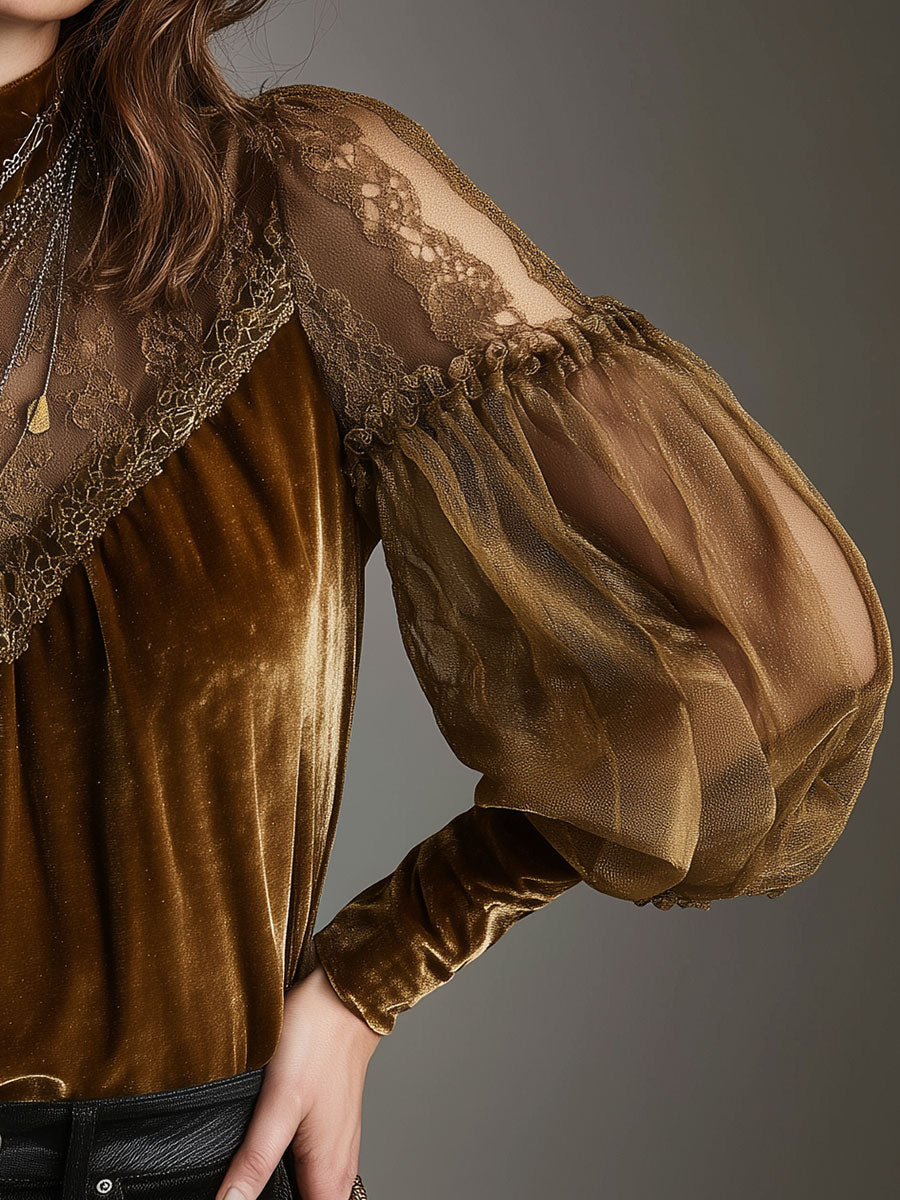 Retro Blouse in velvet, Affordable Luxury