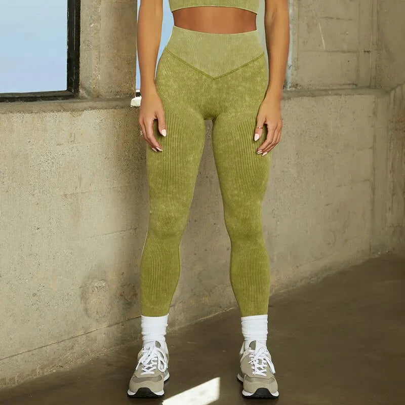 KittenAlarm - Mojoyce Sport Yoga Pants Women Ribbed Seamless Gym Leggings Fitness High Waist Push Up Workout Tights Soli