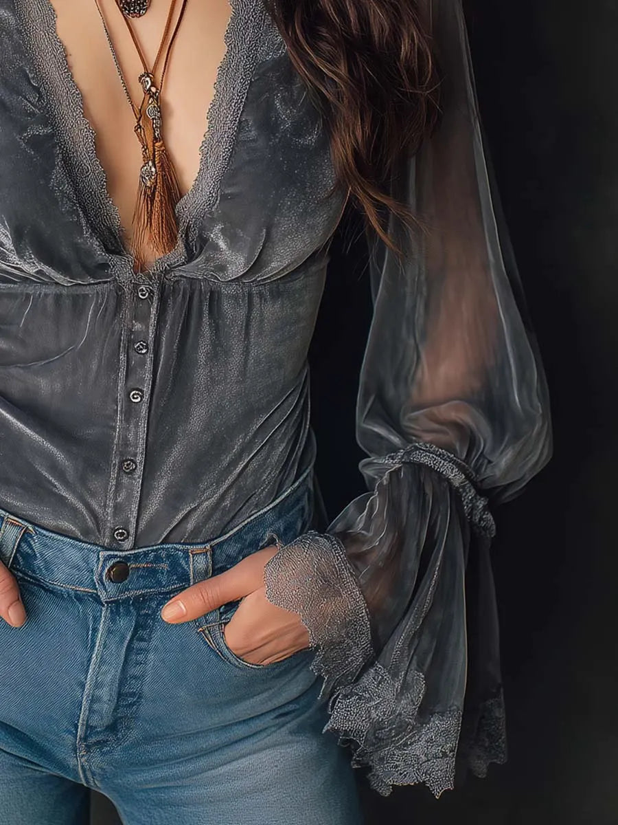 Chic Top in velvet, Unbeatable Price