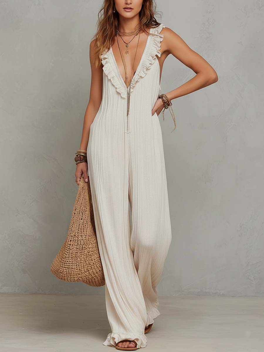 Bohemian Jumpsuit in chiffon, Designer Aesthetic