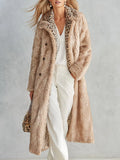 Stylish And Warm Leopard-Print Collar Faux Fur Coat