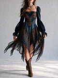 Bohemian Paisley Print Handkerchief Hem Dress