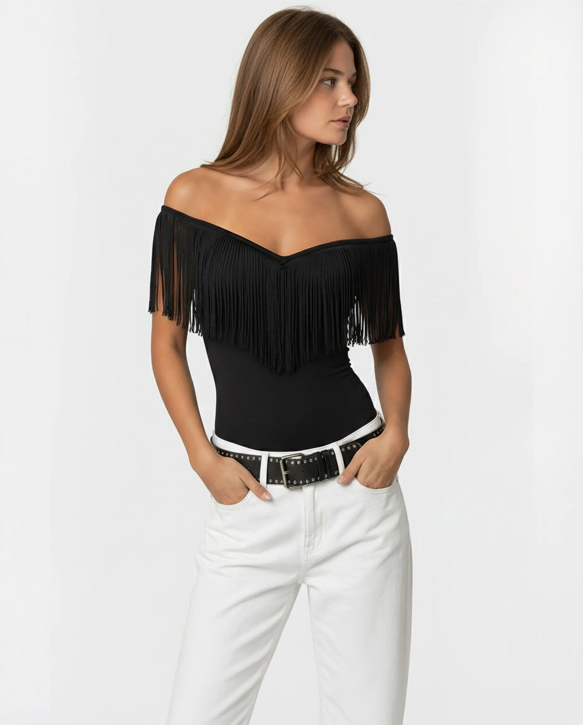 Luxe Black Fringe Top