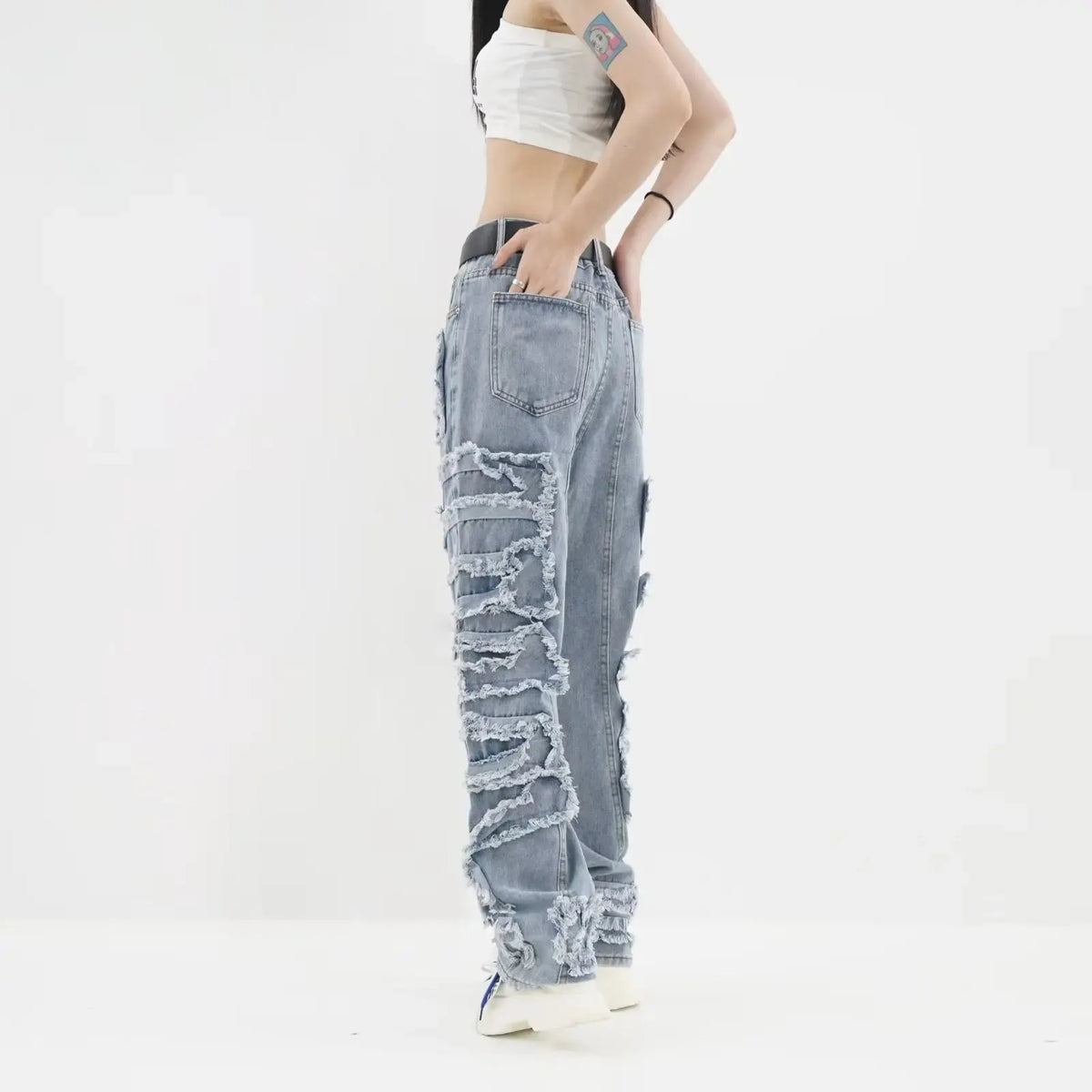 Streetwear Stacked Clothing Y2K Baggy Ripped Hip Hop Straight Vintage Denim Jean