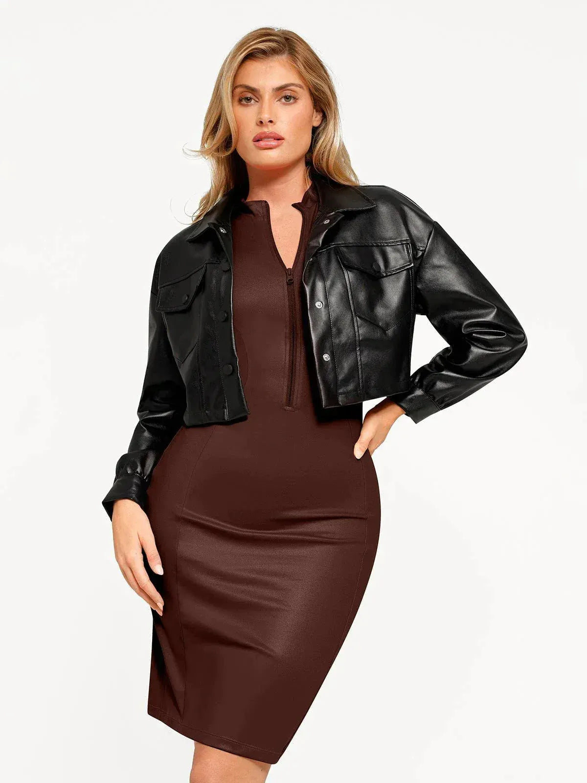 Sculpt Zip Midi Dress