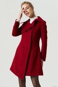Wine Red Wool Blend Coat – Handmade Minimalist Winter Elegance 1961
