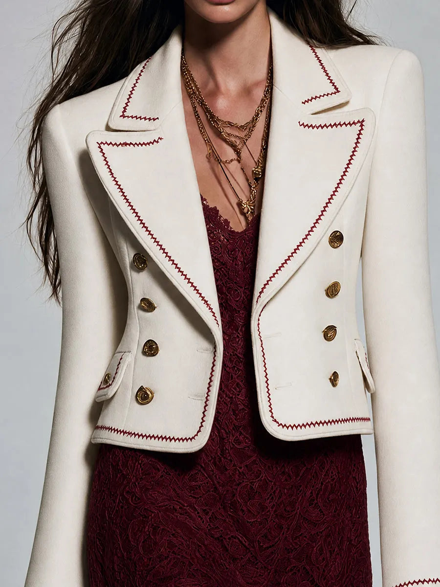 Boho Embroidered Cropped Blazer Jacket