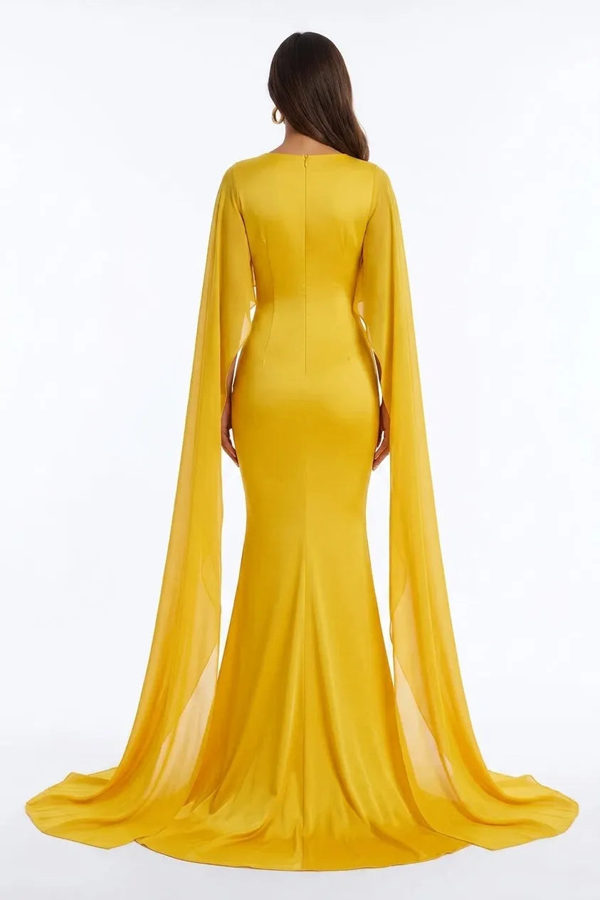 Aveline Cape Sleeve Mermaid Gown