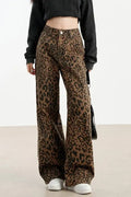 Leopard Print Wide Leg Jeans