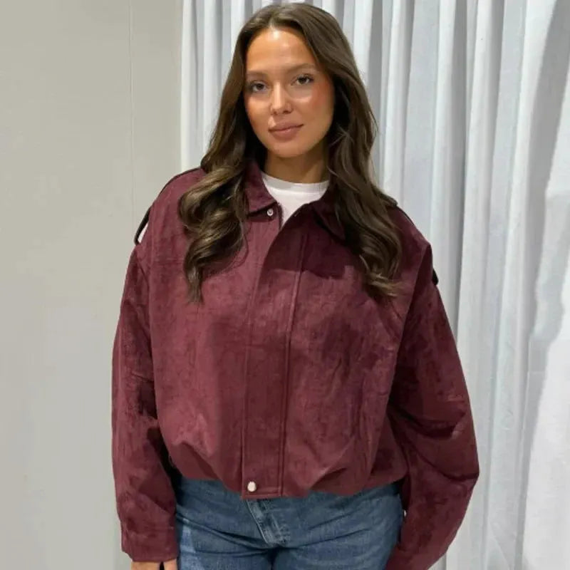 Women's Cropped Zip Up Bomber Jacket