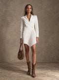 White Tailored Pleated Blazer Dress