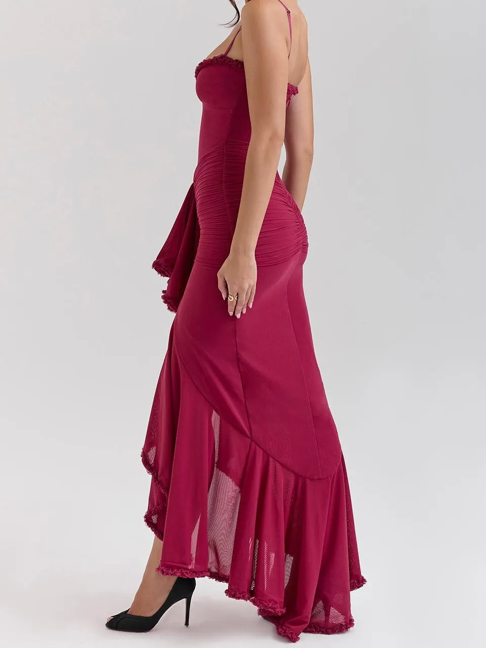 Ruffled Asymmetrical Sleeveless Cami Dress