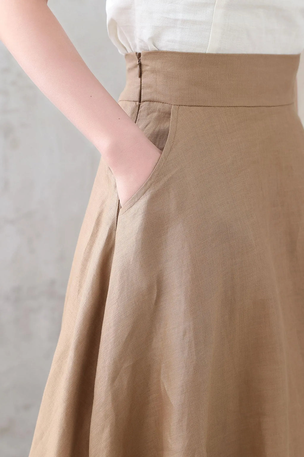 Handmade Women Linen A Line Long Skirt 3334