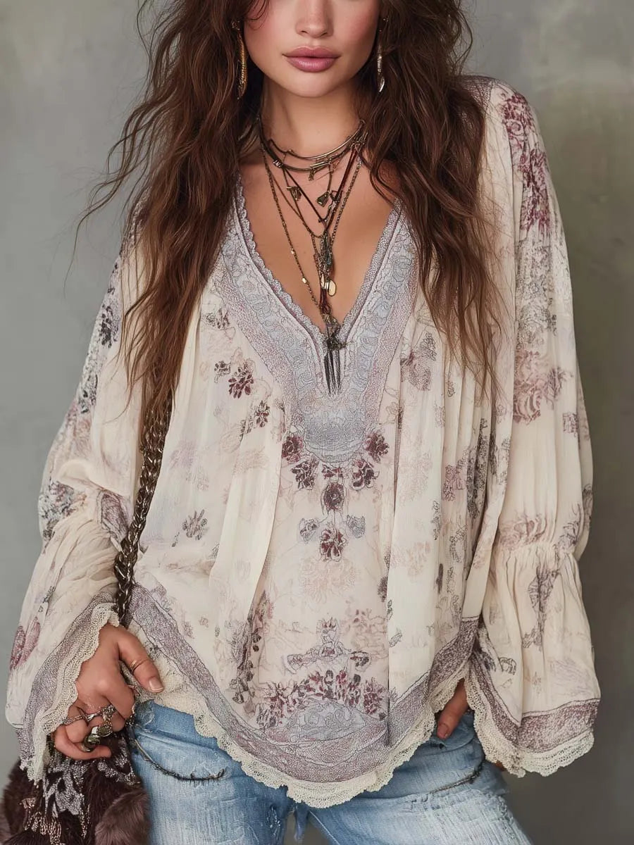 Retro Blouse in chiffon, Affordable Luxury