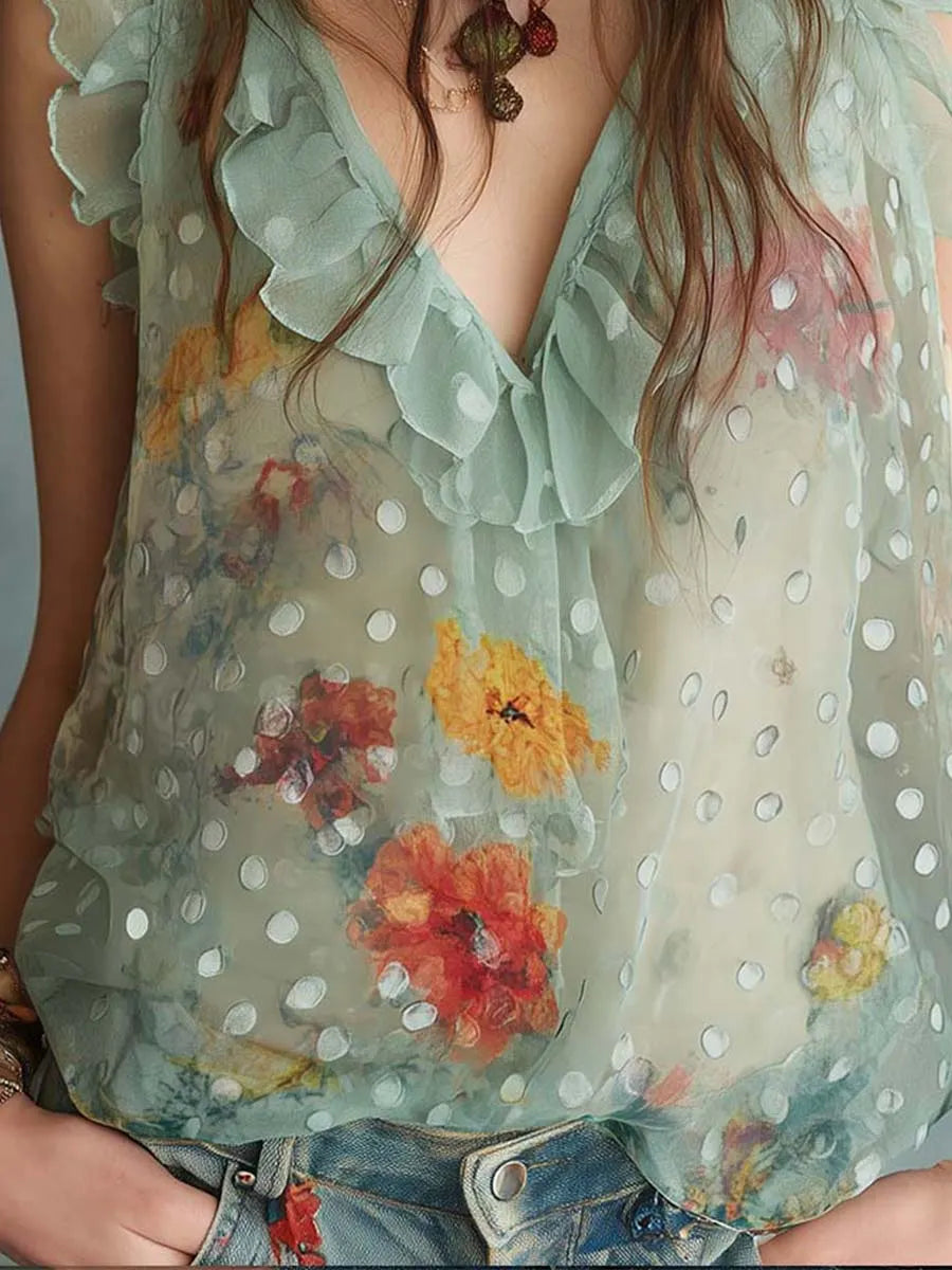 Boho Top in chiffon, Premium Look
