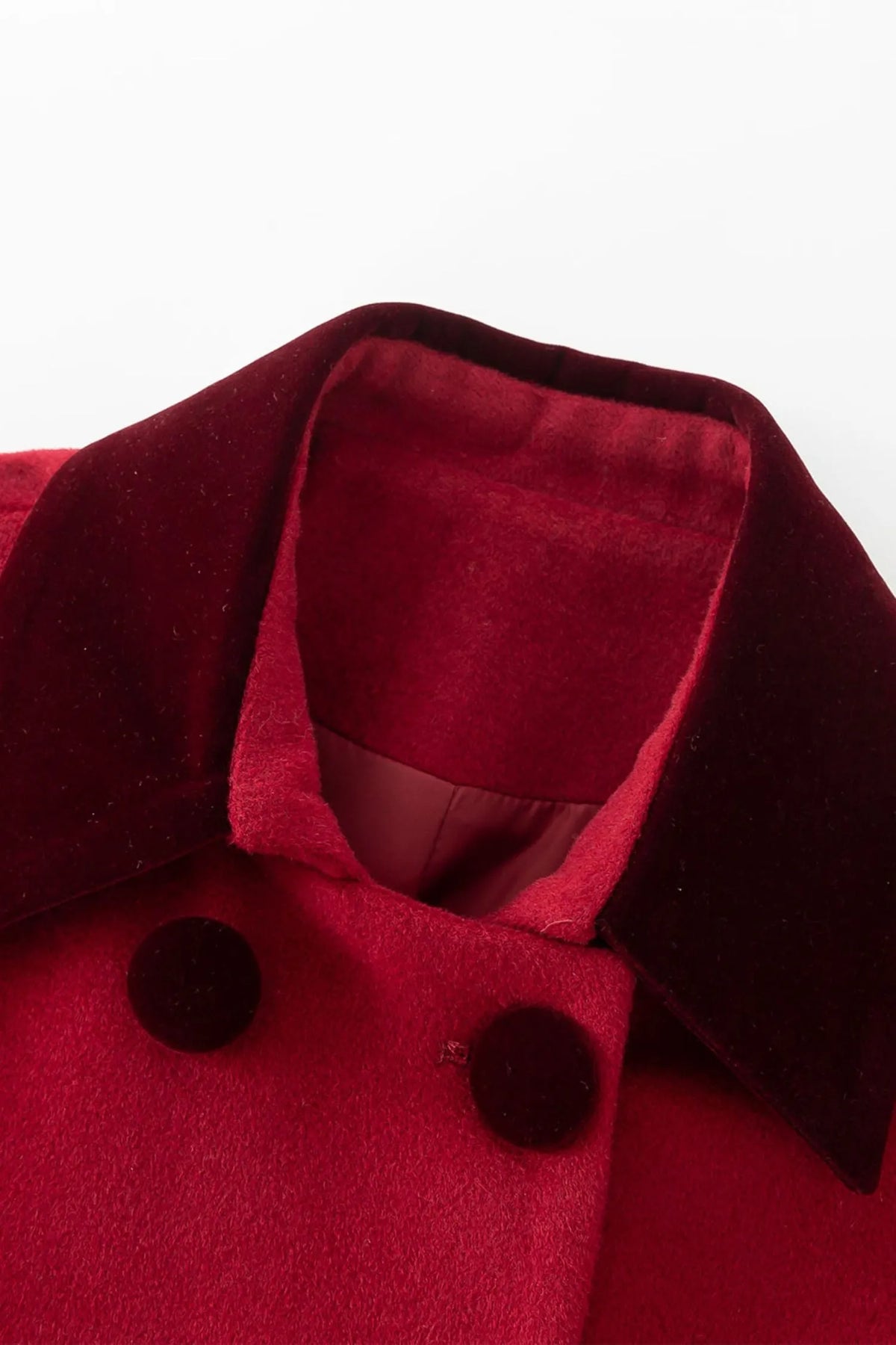 Handmade Vintage Red Wool Coat – A-Line Double Breasted Winter 