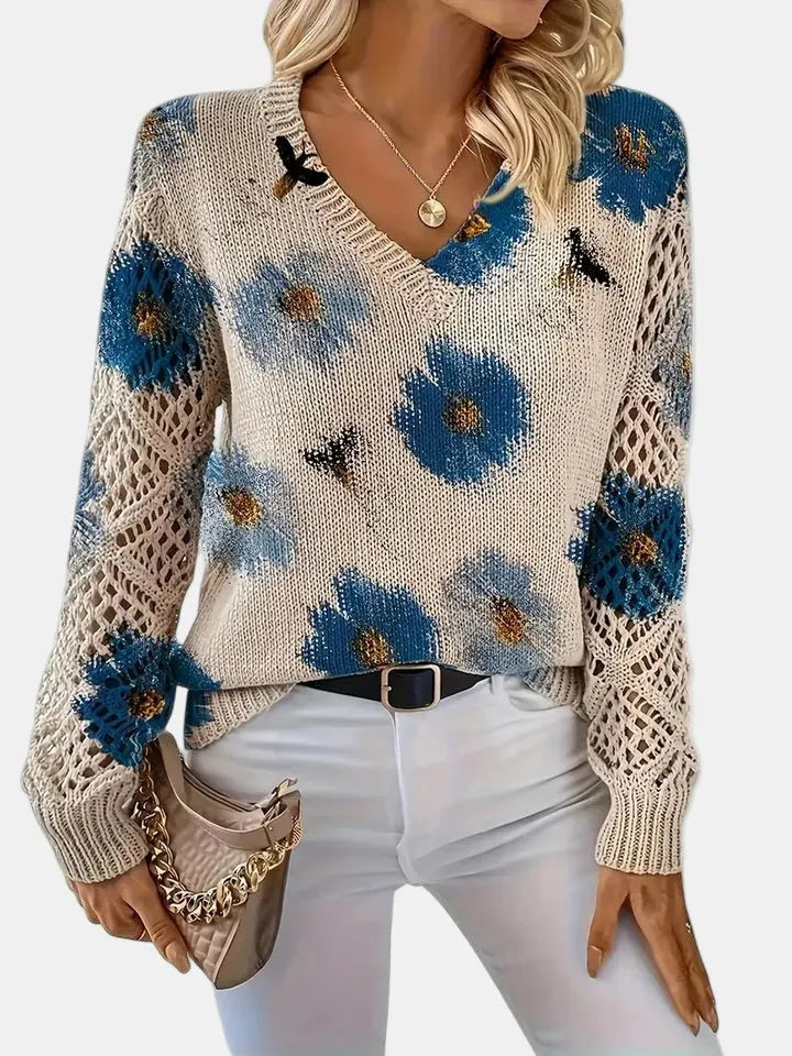 BRIANNA – BLOOMING CHIC KNIT SWEATER