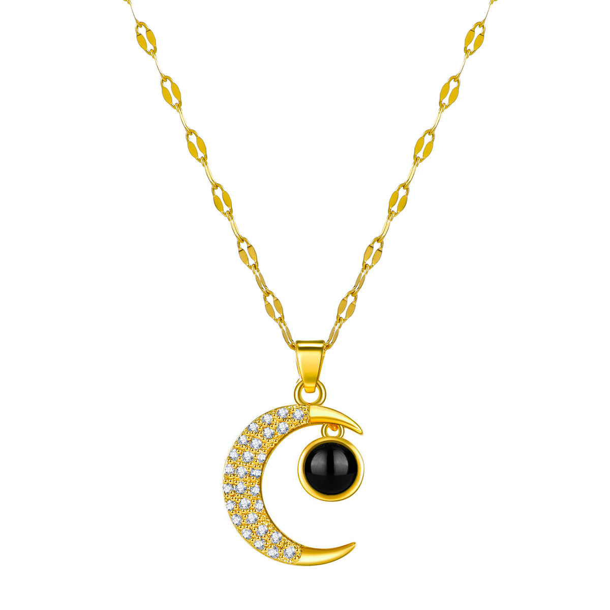 Elegant Diamond Moon Necklace