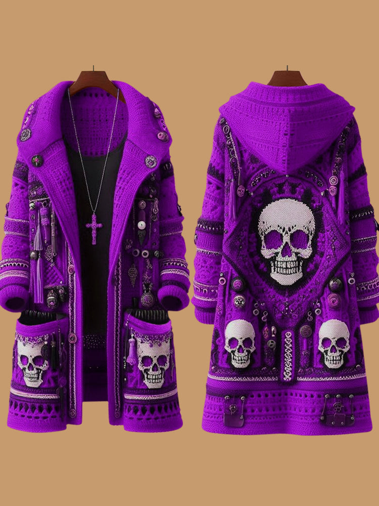 Women's  Mariachi Day Of The Dead Skull Pattern Cardigan Sweater