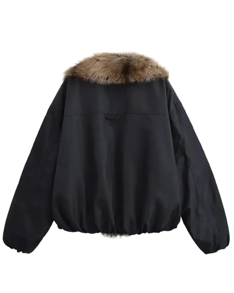 FUR COLLAR BOMBER JACKET
