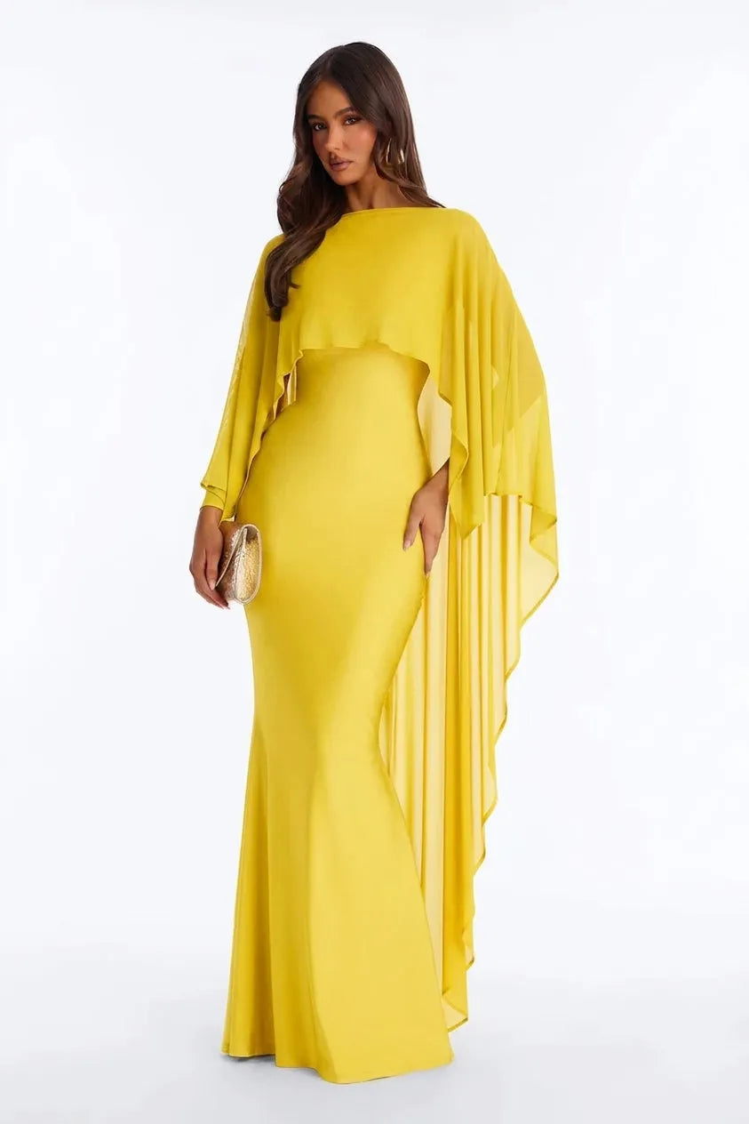 Aveline Cape Sleeve Mermaid Gown