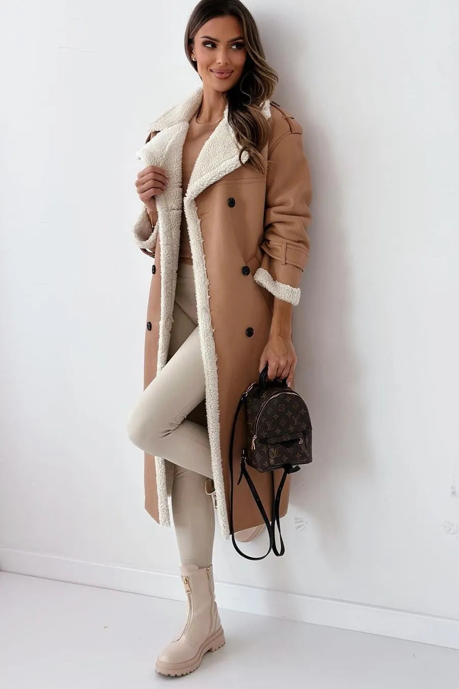 Reversible Fleece Stand Collar Coat