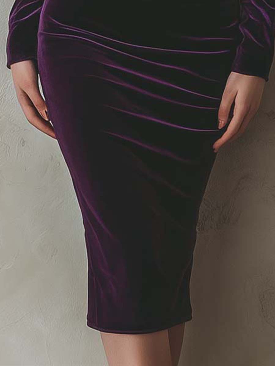 Elegant Midi Dress in velvet, Affordable Luxury