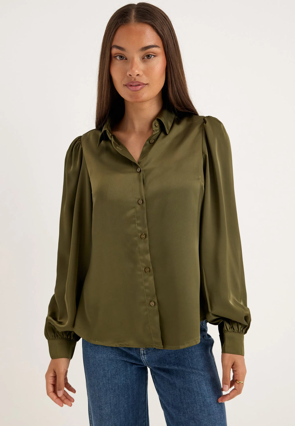 Puff Sleeve Satin Shirt