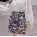 KittenAlarm - Boho Geometric Pattern A-Line Mini Skirts