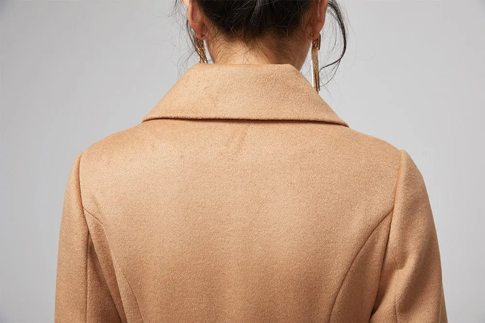 Camel Wool Blend Coat – Handmade Vintage Belted Winter Elegance 2204