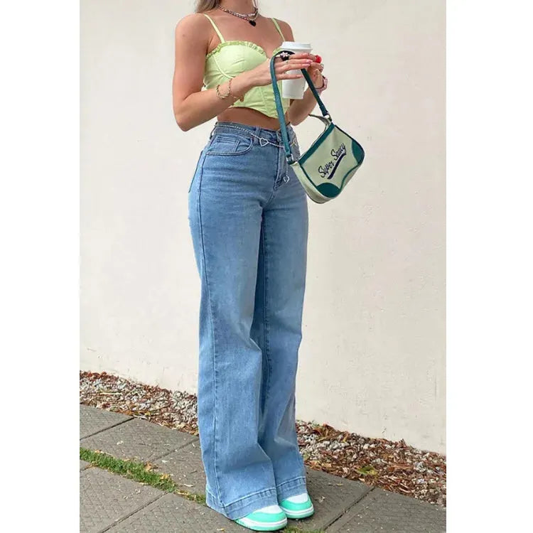 Casual Women's Flare High Waisted for Woman Streetwear Flared Denim Spring Summer Jean