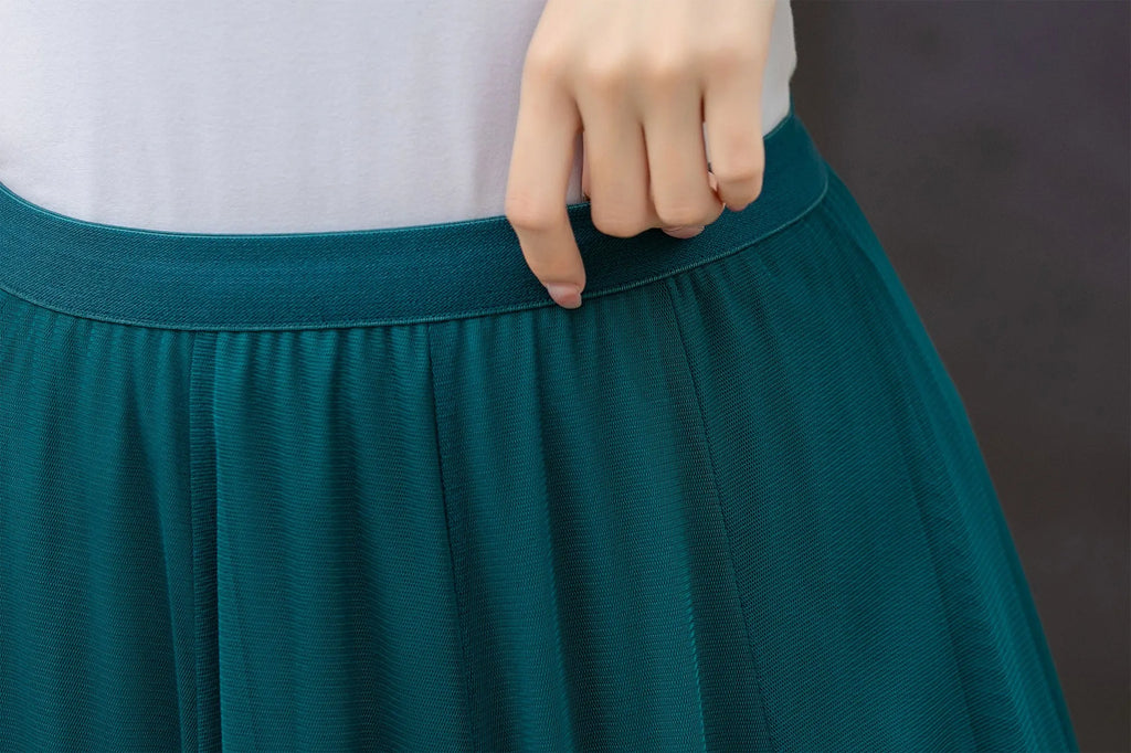 Boho Chiffon Midi Skirt, Elastic Waist Circle Skirt 