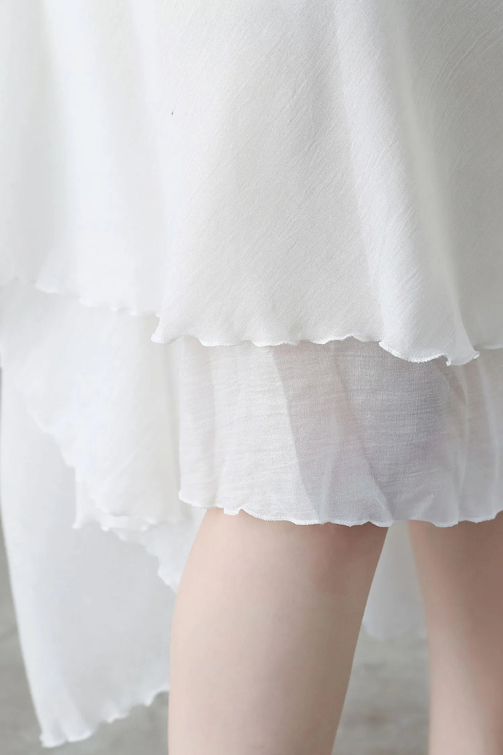White Linen Maxi Swing Skirt, Pleated Elastic Waist 