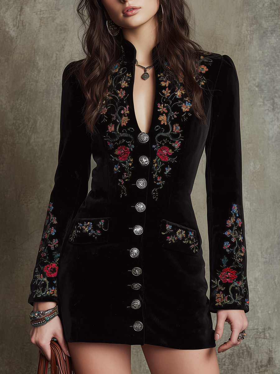 Retro Mini Dress in velvet, Affordable Luxury