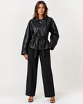 VALERIE BELTED LEATHER JACKET