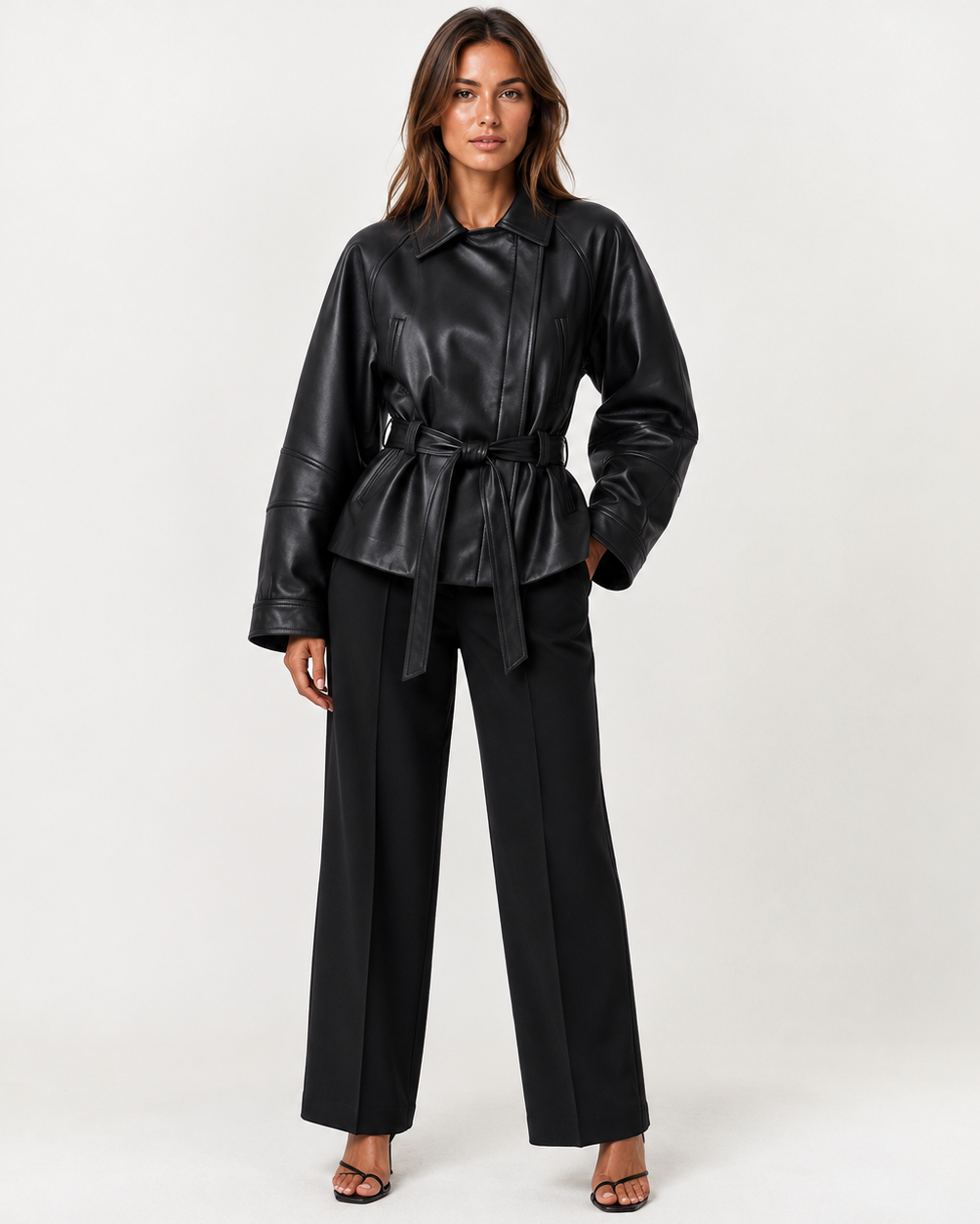 VALERIE BELTED LEATHER JACKET