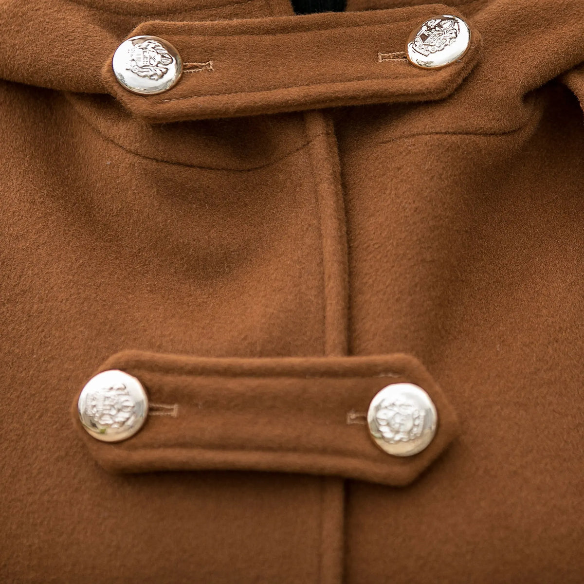 Handmade Brown Wool Cape Coat – Hooded Double-Breasted Winter Overcoat 