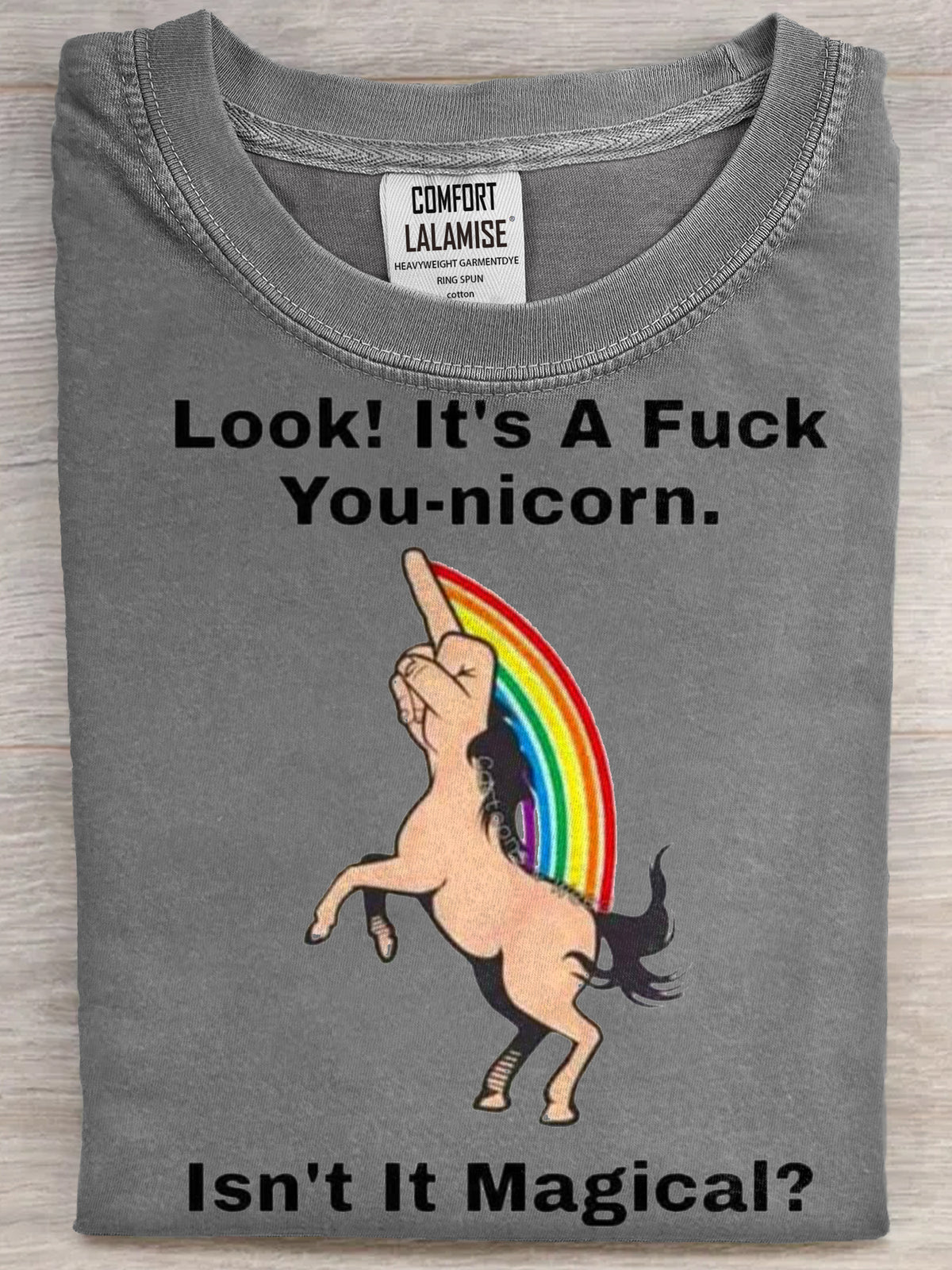 Fuck you nicorn Funny Quote Art Print Casual Short Sleeve T-shirt