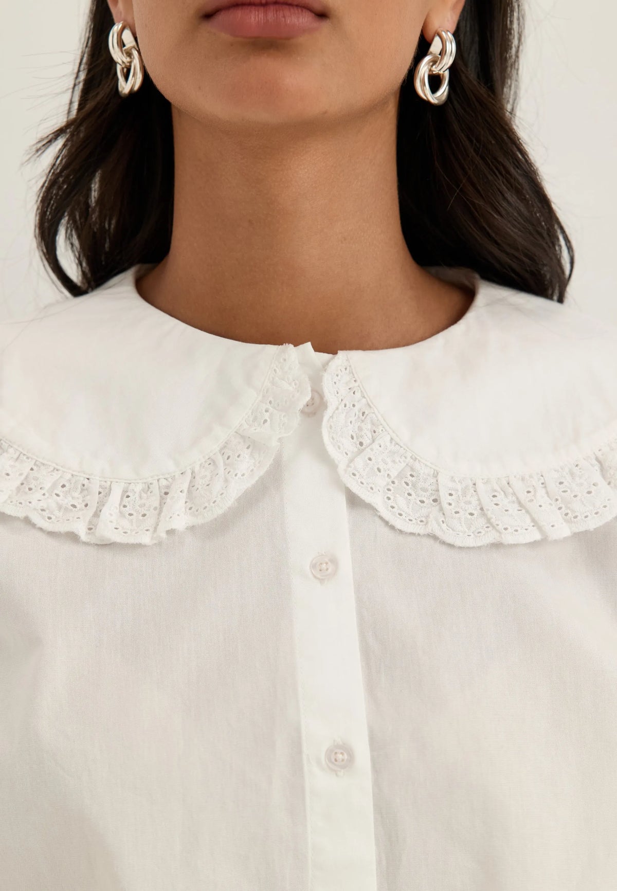 Cotton Lace Collar Blouse