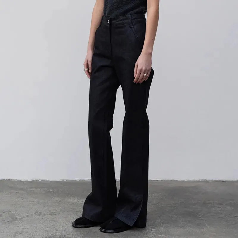 High Quality Women Spring and Autumn All-match Side Slit Straight High Waist Bootcut Jean