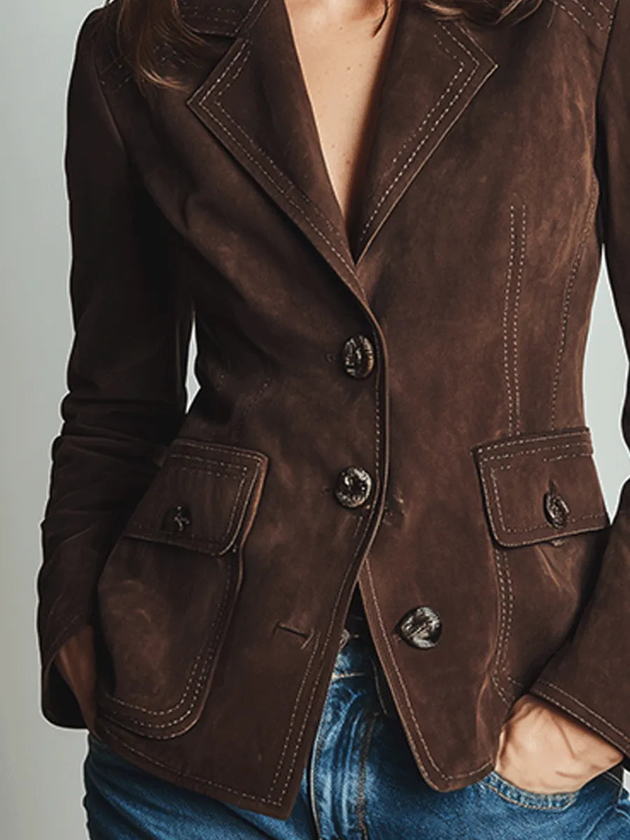 Elegant Brown Suede Blazer