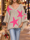 Retro-Elegant Western-Style Color-Block Knit Cape Top